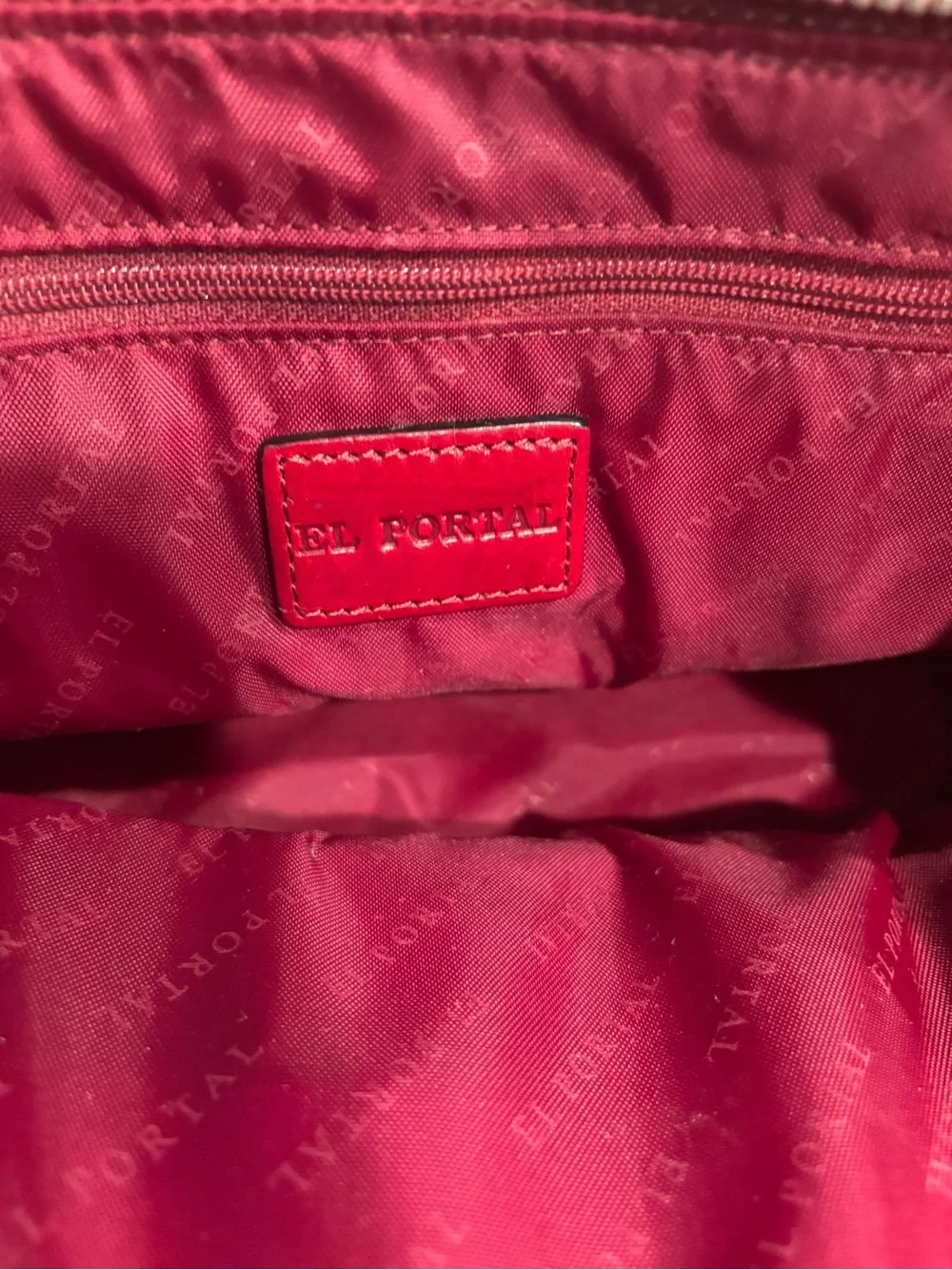Vintage EL Portal Structured Red Leather Satchel Handbag